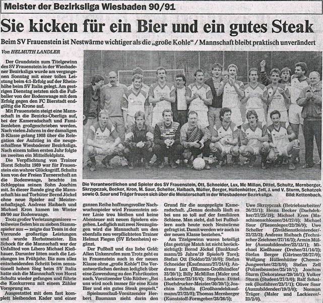 SVF Meister 1991 Artikel Wiesbadener Kurier
